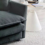 Paire Moderne de Fauteuils de Salon en Chenille Peluche avec Coussins Amovibles