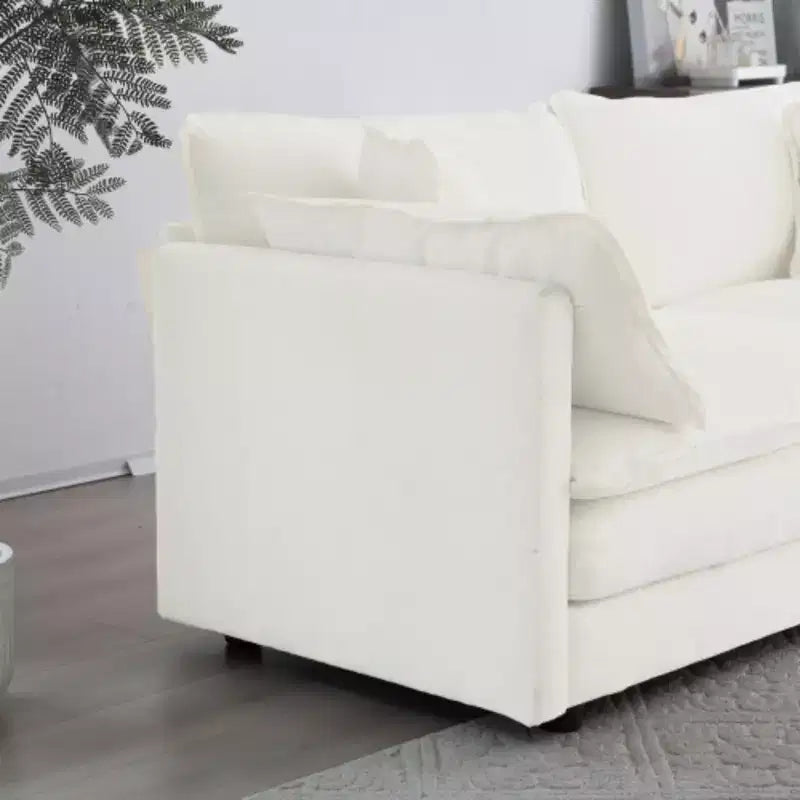 Paire Moderne de Fauteuils de Salon en Chenille Peluche avec Coussins Amovibles