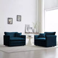Paire Moderne de Fauteuils de Salon en Chenille Peluche avec Coussins Amovibles