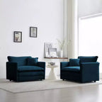 Paire Moderne de Fauteuils de Salon en Chenille Peluche avec Coussins Amovibles