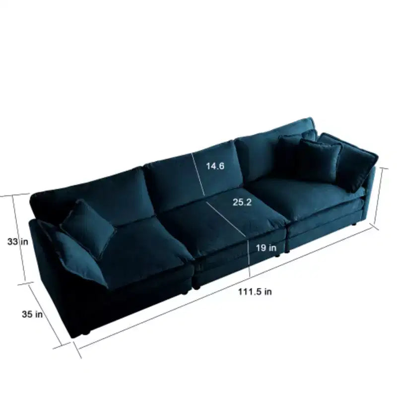 Upgrade Your Space: Mid-Century Modern 3-Seater - 5 Pillows for Maximum Comfort