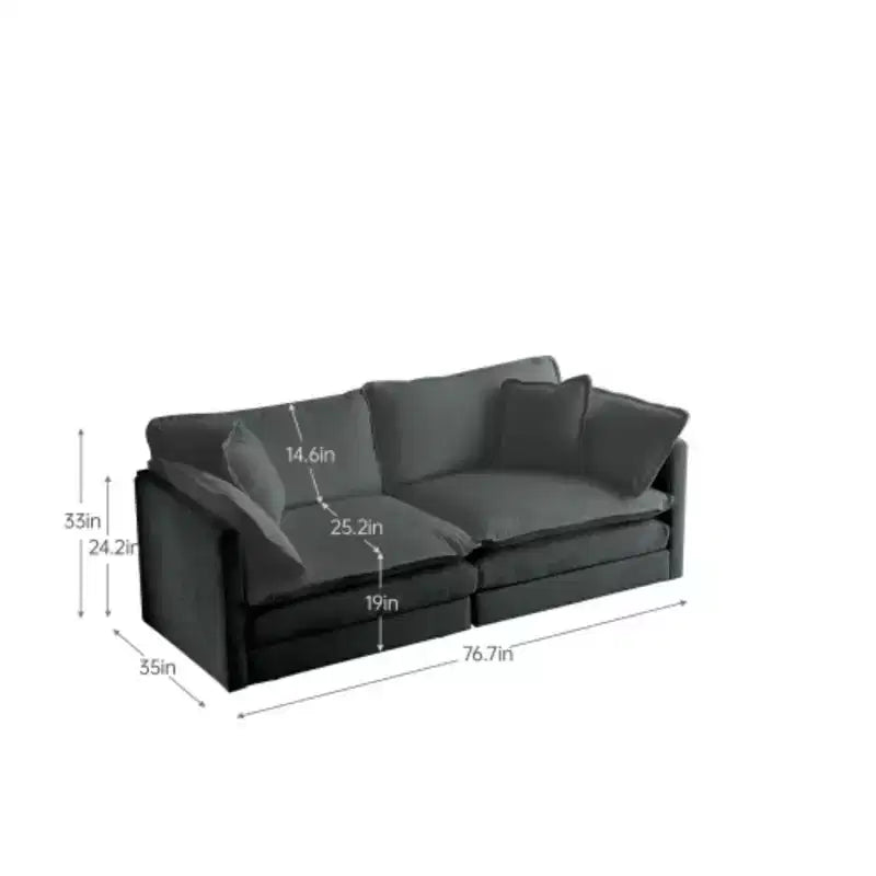 Living Room 3-Piece Sofa Set: 2 Two-Seater and 1 Three-Seater Oversized Comfy Couches