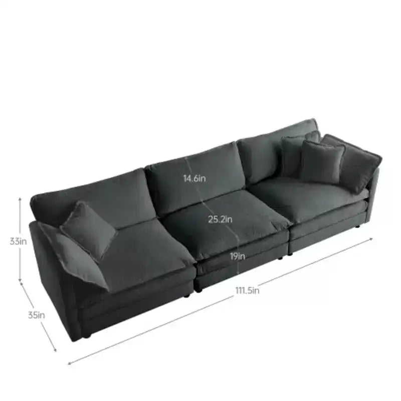 Living Room 3-Piece Sofa Set: 2 Two-Seater and 1 Three-Seater Oversized Comfy Couches