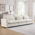 Comfy Living Room Sofas: 3 Seater Deep Seat Couches, Wide and Deep Seats with 3 Waist Pillows