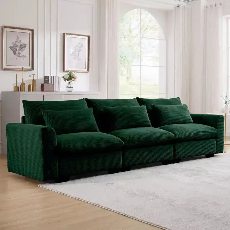 Comfy Living Room Sofas: 3 Seater Deep Seat Couches, Wide and Deep Seats with 3 Waist Pillows