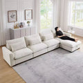 L-Shaped Corduroy Sectional with Storage Ottoman and 4 Accent Pillows