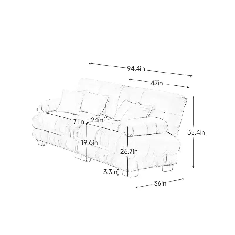Cloud Couch 2 Seater Sofa for Living Room, Chenille 2 - Seat sofa with 2 Lumbar pillows and 2 throw pillows
