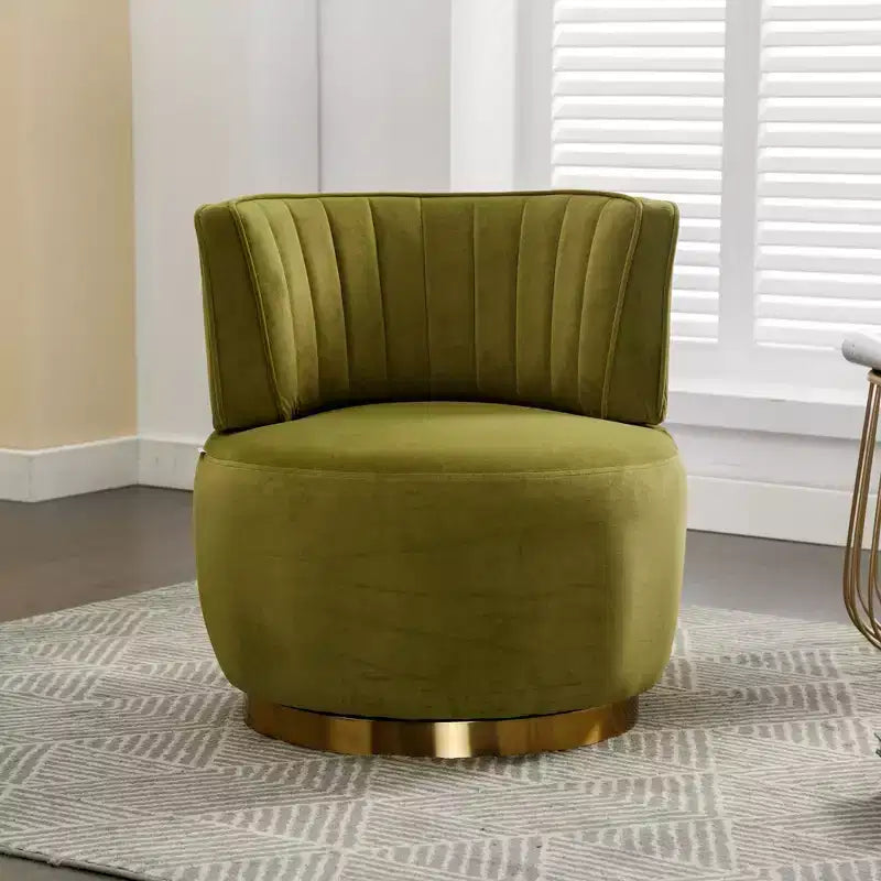 Round Armchair: Swivel, Velvet, Living Room