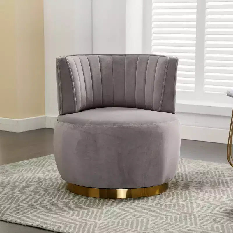Round Armchair: Swivel, Velvet, Living Room