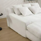 Luxurious Deep-Seat Sofa for Two: Chenille Fabric and 5 Back Pillows