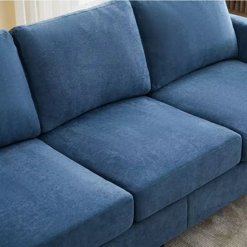 Hyleory 3-Seater Simple Design Sofa - Modern Fabric Sofa with Wooden Frame and Comfortable Cushions