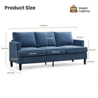 Hyleory 3-Seater Simple Design Sofa - Modern Fabric Sofa with Wooden Frame and Comfortable Cushions