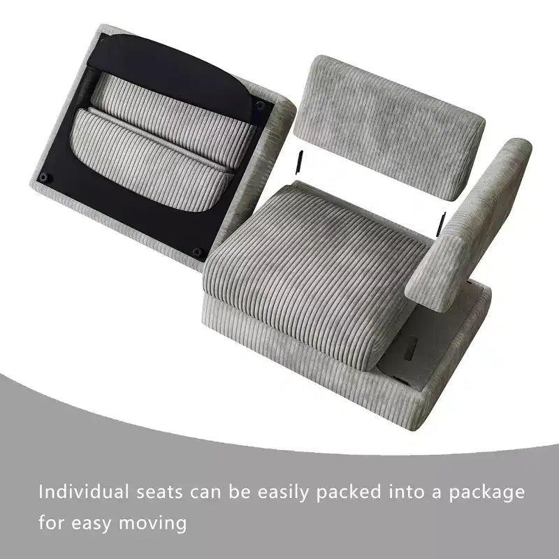 ATJafurn Modern Corduroy Sofa, Modular Sectional Upholstered Couch with Soft Pillows Backrest and Deep Seat for Living Room