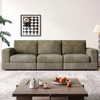 ATJafurn Modern Corduroy Sofa, Modular Sectional Upholstered Couch with Soft Pillows Backrest and Deep Seat for Living Room