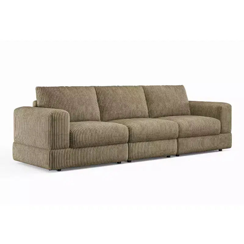 ATJafurn Modern Corduroy Sofa, Modular Sectional Upholstered Couch with Soft Pillows Backrest and Deep Seat for Living Room