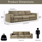 ATJafurn Modern Corduroy Sofa, Modular Sectional Upholstered Couch with Soft Pillows Backrest and Deep Seat for Living Room