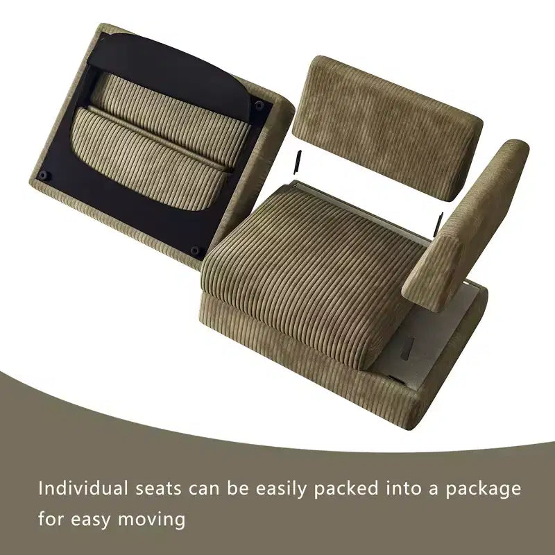 ATJafurn Modern Corduroy Sofa, Modular Sectional Upholstered Couch with Soft Pillows Backrest and Deep Seat for Living Room