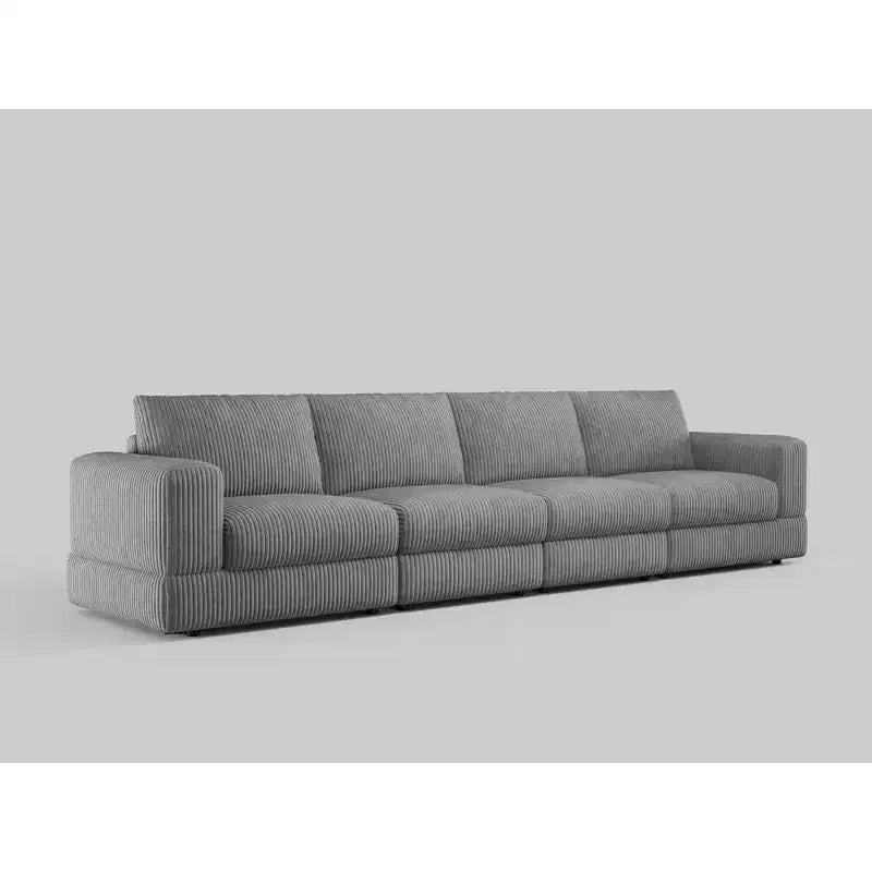 ATJafurn Modern Corduroy Sofa, Modular Sectional Upholstered Couch with Soft Pillows Backrest and Deep Seat for Living Room