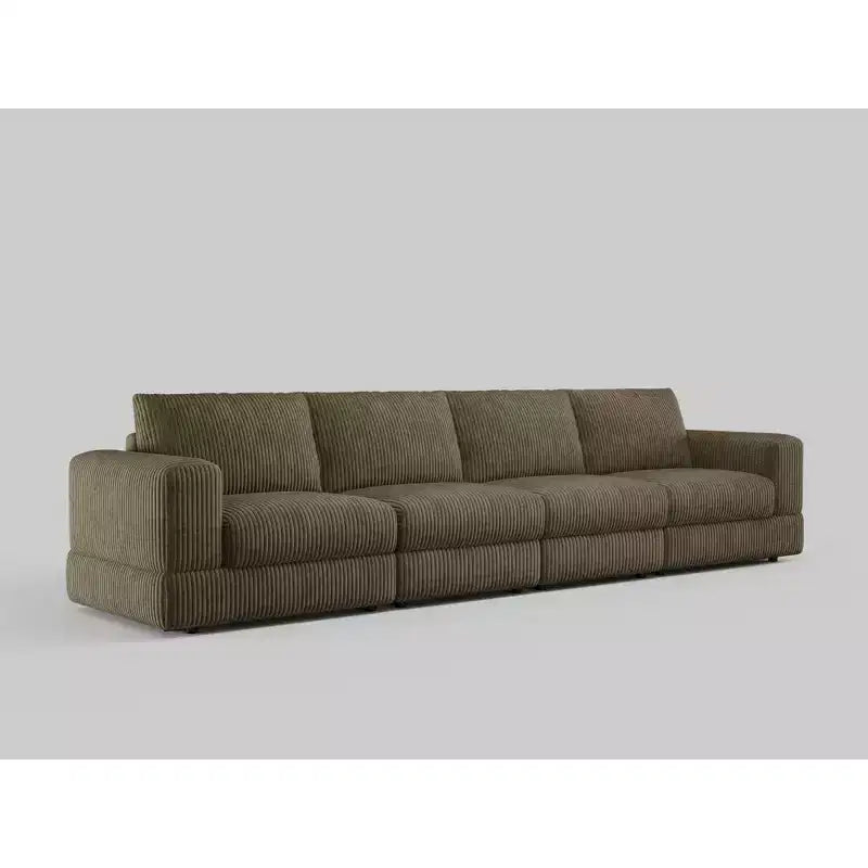 ATJafurn Modern Corduroy Sofa, Modular Sectional Upholstered Couch with Soft Pillows Backrest and Deep Seat for Living Room