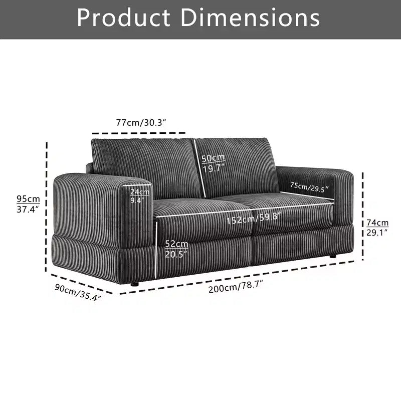 ATJafurn Modern Corduroy Sofa, Modular Sectional Upholstered Couch with Soft Pillows Backrest and Deep Seat for Living Room