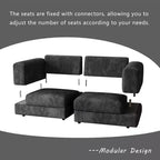 ATJafurn Modern Corduroy Sofa, Modular Sectional Upholstered Couch with Soft Pillows Backrest and Deep Seat for Living Room
