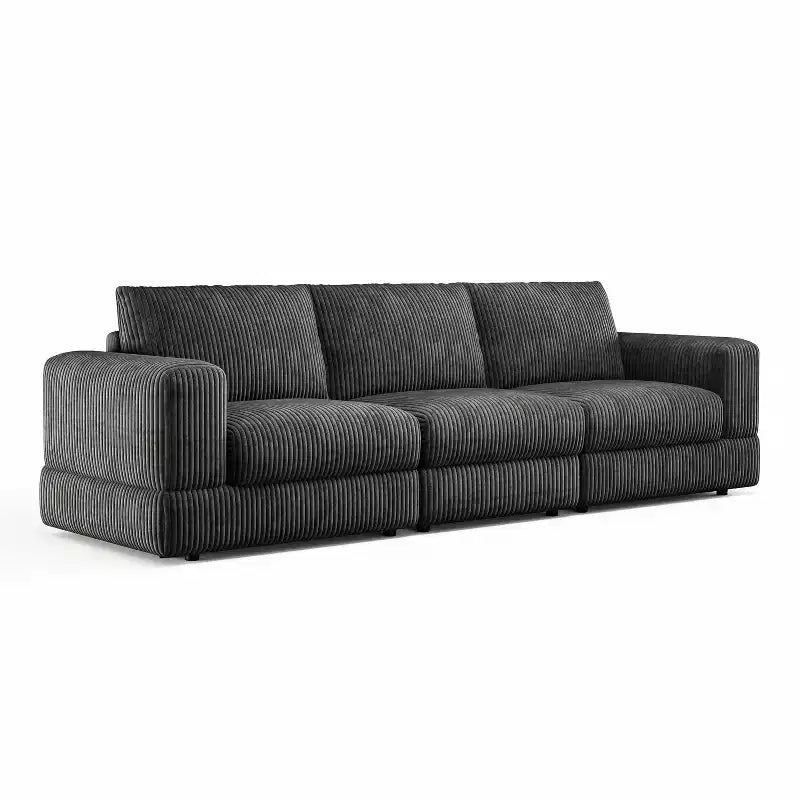 ATJafurn Modern Corduroy Sofa, Modular Sectional Upholstered Couch with Soft Pillows Backrest and Deep Seat for Living Room