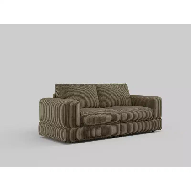 ATJafurn Modern Corduroy Sofa, Modular Sectional Upholstered Couch with Soft Pillows Backrest and Deep Seat for Living Room
