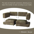ATJafurn Modern Corduroy Sofa, Modular Sectional Upholstered Couch with Soft Pillows Backrest and Deep Seat for Living Room