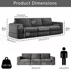 ATJafurn Modern Corduroy Sofa, Modular Sectional Upholstered Couch with Soft Pillows Backrest and Deep Seat for Living Room