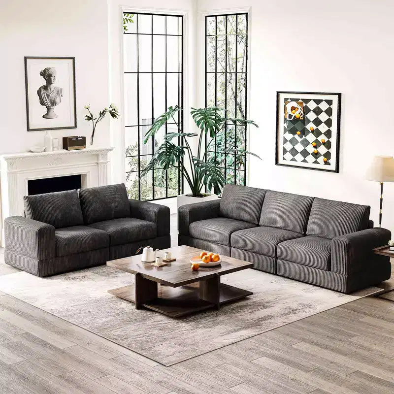 Canapé moderne en velours côtelé ATJafurn, canapé sectionnel modulable rembourré avec dossier à coussins moelleux et assise profonde pour le salon