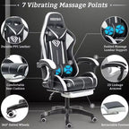 Fauteuil de Gamer Ergonomique de Bureau Hoffree Comfort Massage avec Repose-pieds et Lumière RGB