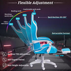 Fauteuil de Gamer Ergonomique de Bureau Hoffree Comfort Massage avec Repose-pieds et Lumière RGB