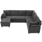 Whisen 109.9 Sectional Sofa Versatile Sofa Bed Sofa Sleeper U-shaped Sofa with Ample Storage Space