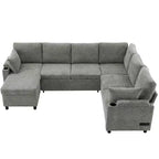 Whisen 109.9 Sectional Sofa Versatile Sofa Bed Sofa Sleeper U-shaped Sofa with Ample Storage Space