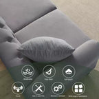 Canapé 3 places Chesterfield en velours gris pour salon, canapé capitonné avec accoudoirs roulés et clous décoratifs pour salon