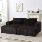 87 Oversized Lounge Chaise: No Assembly, Cloud Plush Loveseat with 2 Removable Footstools - Fluffy Modern Sleeper for Living Room and Bedroom