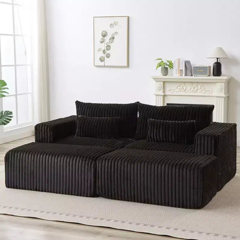 87 Oversized Lounge Chaise: No Assembly, Cloud Plush Loveseat with 2 Removable Footstools - Fluffy Modern Sleeper for Living Room and Bedroom