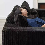 87 Oversized Lounge Chaise: No Assembly, Cloud Plush Loveseat with 2 Removable Footstools - Fluffy Modern Sleeper for Living Room and Bedroom