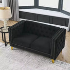 Velvet Sofa for Living Room,Buttons Tufted Square Arm Couch, Modern Couch Upholstered Button and Metal Legs, Sofa Couch for Bedroom