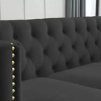 Velvet Sofa for Living Room,Buttons Tufted Square Arm Couch, Modern Couch Upholstered Button and Metal Legs, Sofa Couch for Bedroom