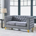 Velvet Sofa for Living Room,Buttons Tufted Square Arm Couch, Modern Couch Upholstered Button and Metal Legs, Sofa Couch for Bedroom