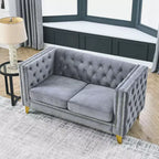 Velvet Sofa for Living Room,Buttons Tufted Square Arm Couch, Modern Couch Upholstered Button and Metal Legs, Sofa Couch for Bedroom