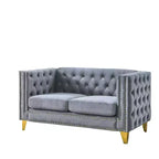 Velvet Sofa for Living Room,Buttons Tufted Square Arm Couch, Modern Couch Upholstered Button and Metal Legs, Sofa Couch for Bedroom
