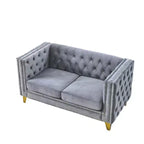 Velvet Sofa for Living Room,Buttons Tufted Square Arm Couch, Modern Couch Upholstered Button and Metal Legs, Sofa Couch for Bedroom