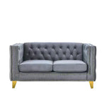 Velvet Sofa for Living Room,Buttons Tufted Square Arm Couch, Modern Couch Upholstered Button and Metal Legs, Sofa Couch for Bedroom