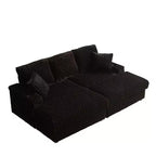 Canapé 3 places en velours côtelé de 213 cm avec 3 coussins de dossier, 2 coussins décoratifs, 2 poufs, 2 espaces de rangement et porte-gobelets