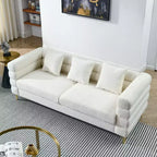 81-Inch Oversized 3-Seater Sectional Sofa for Living Room - Comfortable Fabric with Deep Seating and 3 Pillows