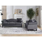 Velvet Upholstered 3-Seater and 2-Seater Combined Sofa Set