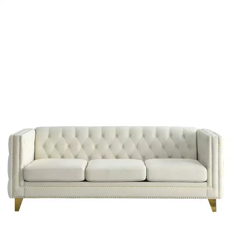 Elegant Living Spaces 3-Seater and 2-Seater Velvet Upholstered Sofa Set Combination
