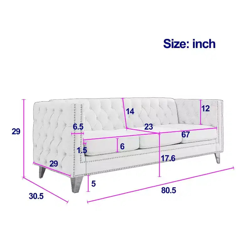 Elegant Living Spaces 3-Seater and 2-Seater Velvet Upholstered Sofa Set Combination